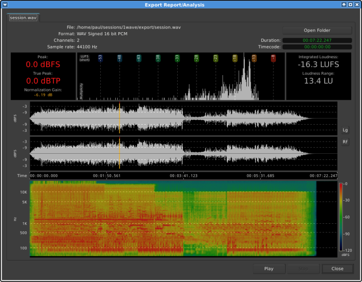 The new Ardour 4.7 analysis window