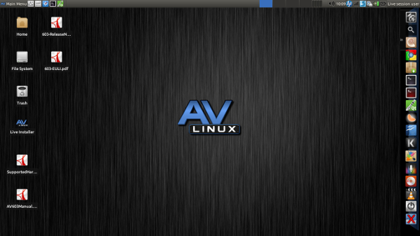 AVLinux showing it's lightweight XFCE desktop