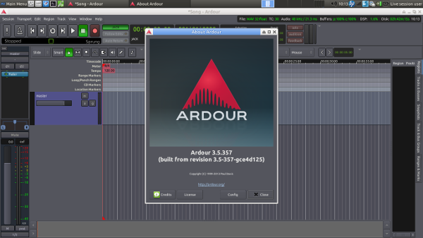 Up to date version of Ardour running in AVLinux