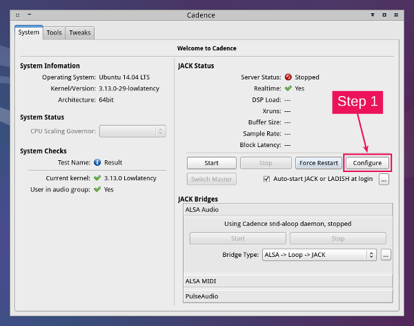 Setting up cadence step 1