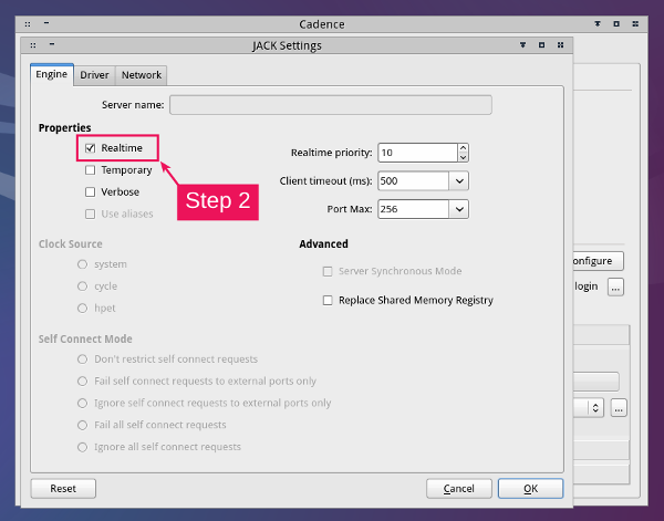 Setting up cadence step 2