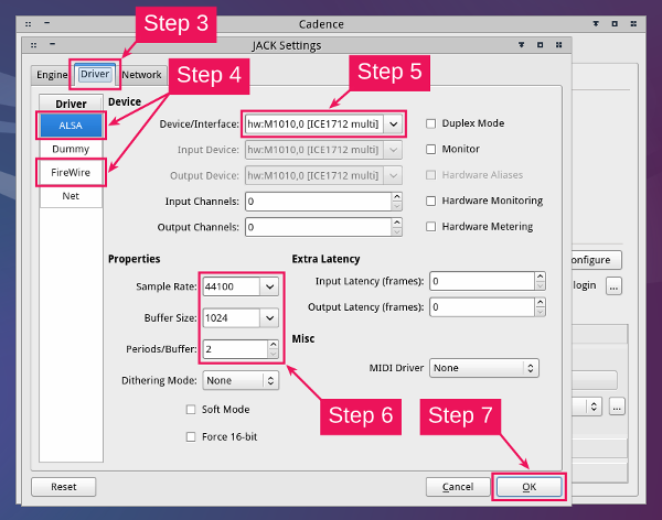 Configurando a cadência passo 3 a 7