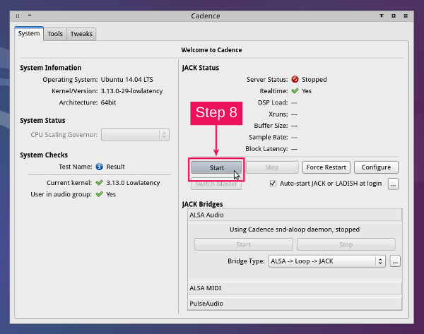 Setting up cadence step 8