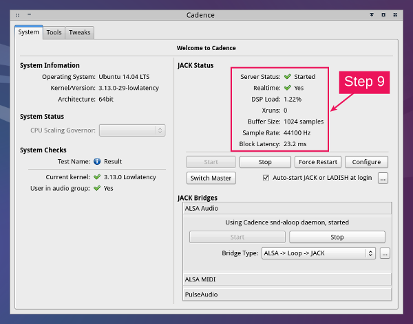 Setting up cadence step 9