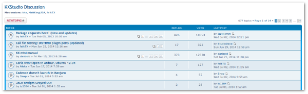 Screenshot of the KXStudio forums