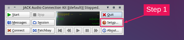 Setting up qjackctl step 1