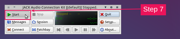 Setting up qjackctl step 7