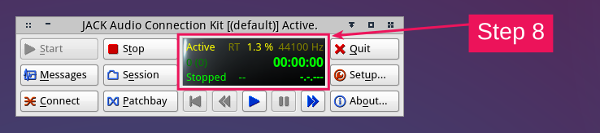 Setting up qjackctl step 8