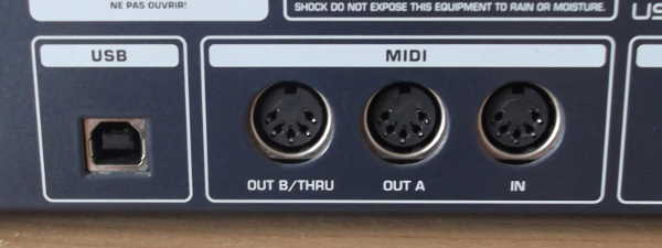 Image of USB and MIDI inputs, side by side