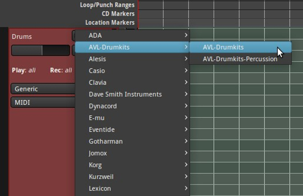 Selecting Midnam files in Ardour