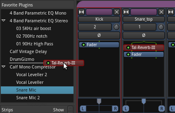 Favourite plugins sidebar preset drag and drop