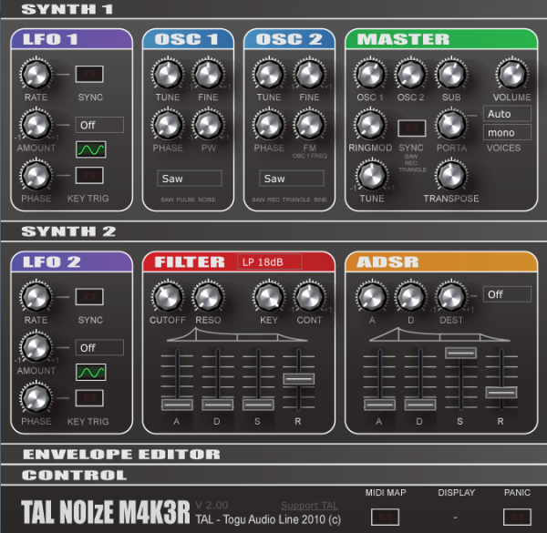 Tal NoiseMaker's main interface