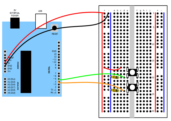 Arduino push button schematics.