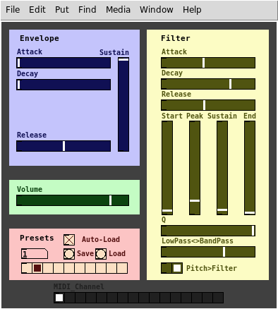 Example of synthesizer interface